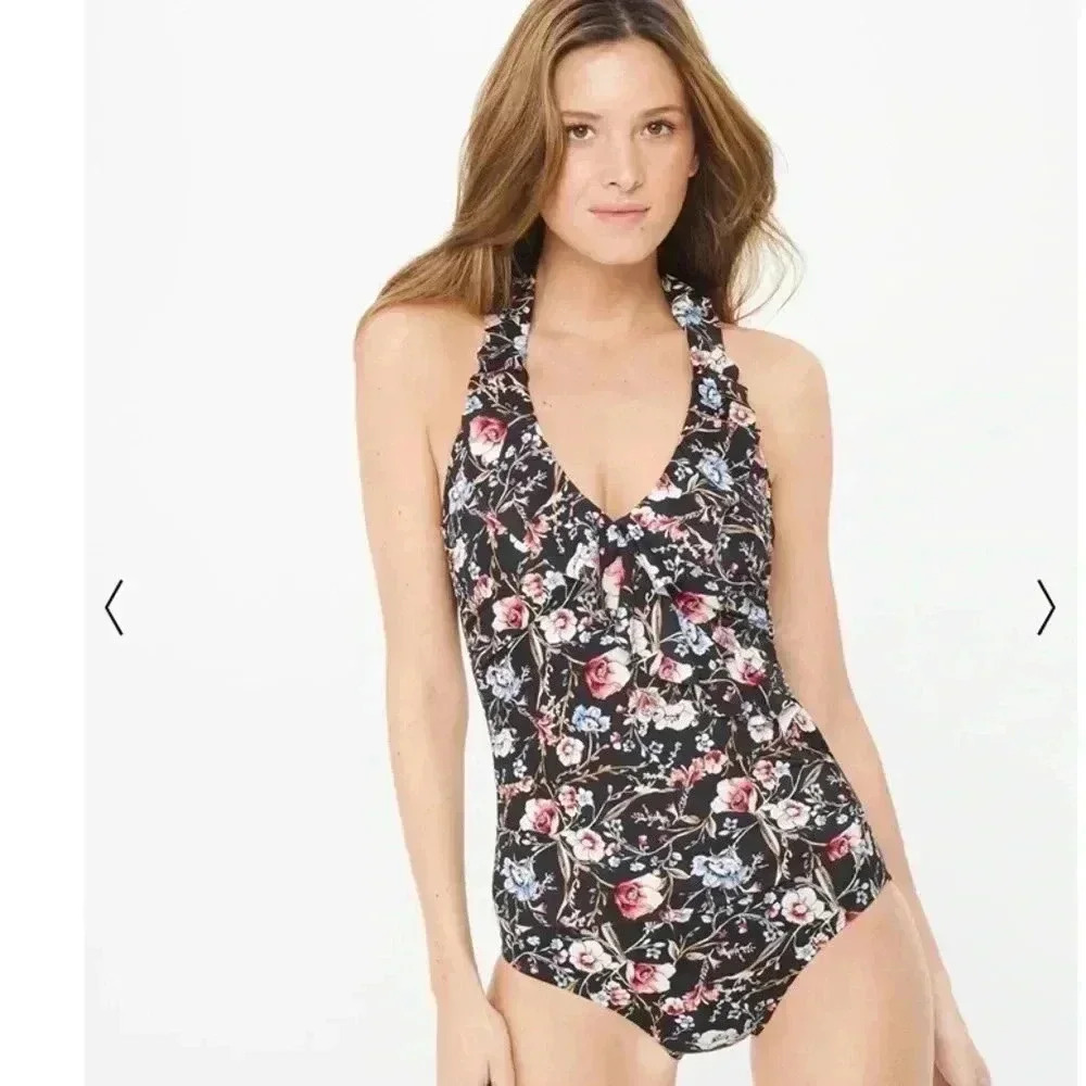 White House black market floral halter swimsuit